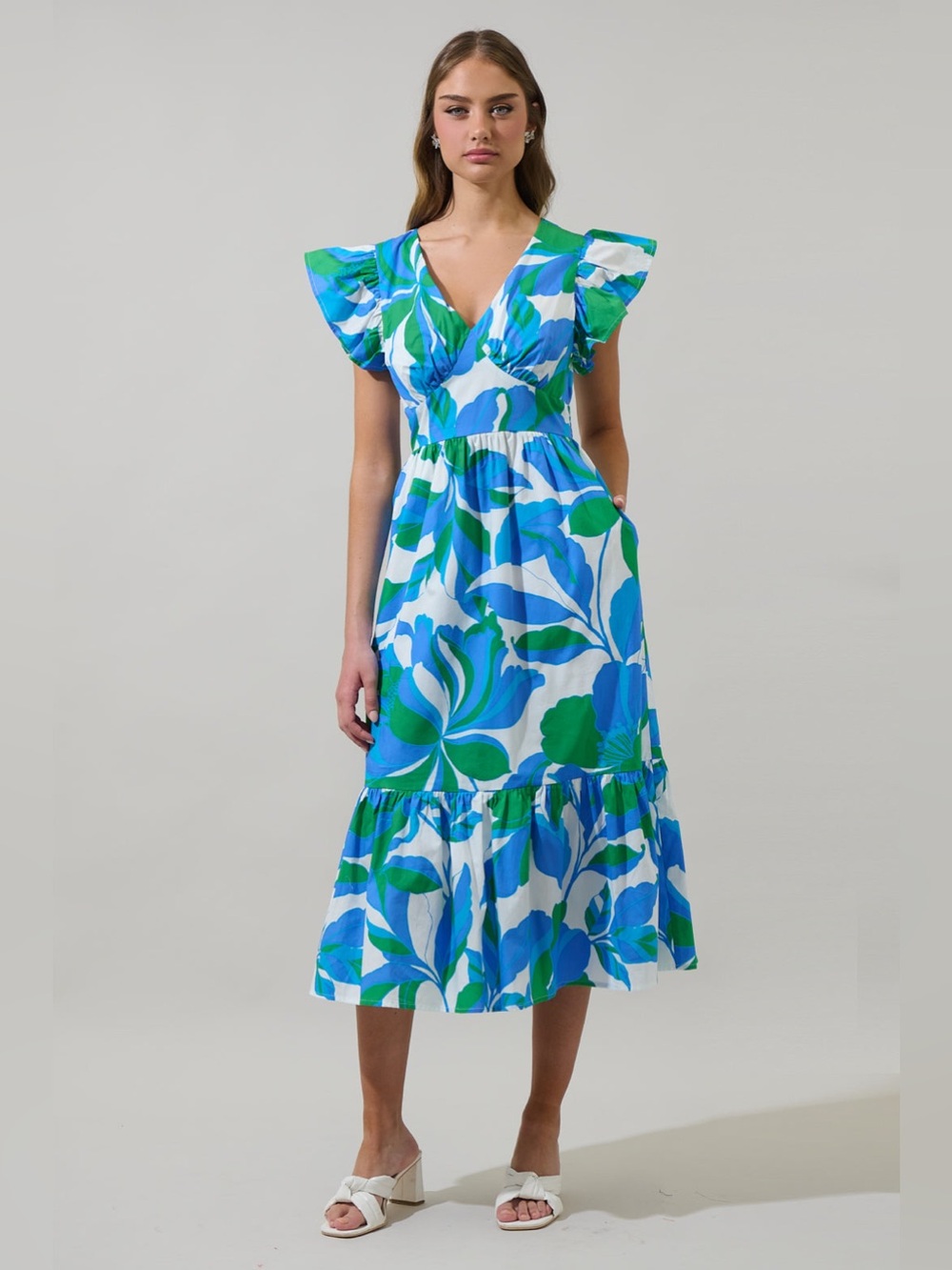 NWT Sugarlips Pansie Floral Alara Ruffle Midi Dress